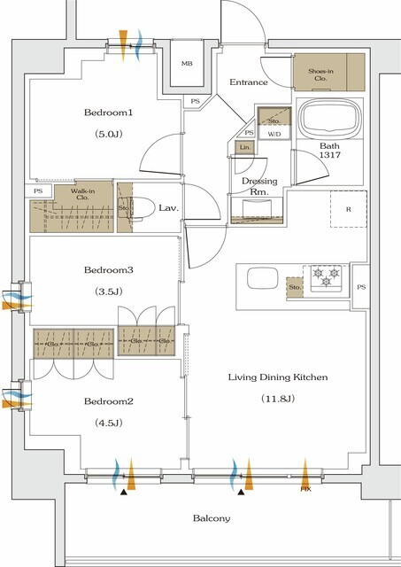 ザ・パークハビオ谷町六丁目テラスの間取図