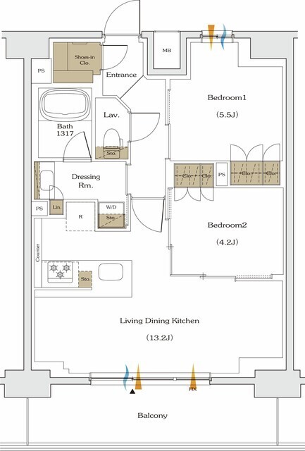 ザ・パークハビオ谷町六丁目テラスの間取図