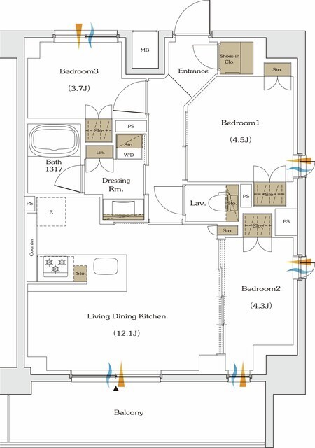 ザ・パークハビオ谷町六丁目テラスの間取図