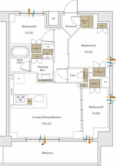 ザ・パークハビオ谷町六丁目テラスの間取図
