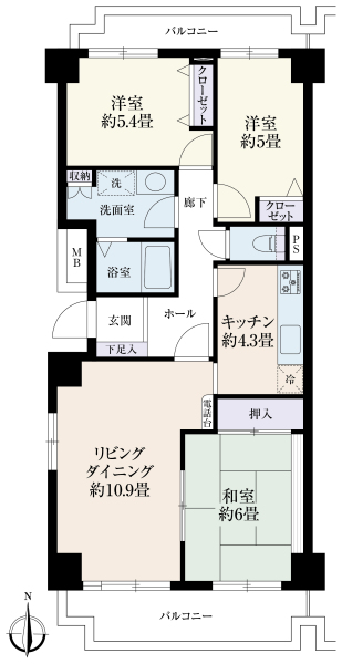 アークガーデンひびきの街四番館の間取図