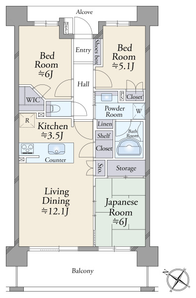 レクセル稲毛パークスの間取図