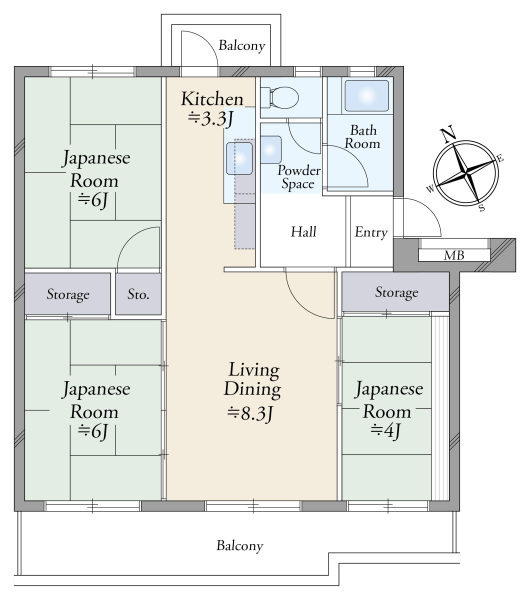 夏見台住宅第１３号棟の間取図