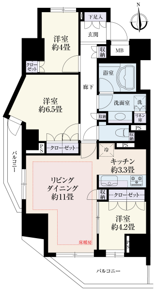 パークハウス市谷柳町の間取図