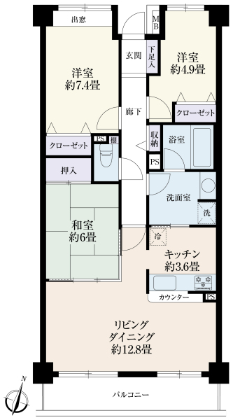 保土ヶ谷オークヒルズ三番館の間取図