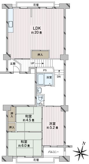 中津リバーサイドコーポＡ棟の間取図