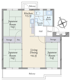 夏見台住宅第１３号棟の間取図