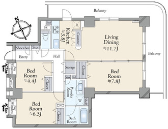 ライオンズステーションタワー松戸の間取図
