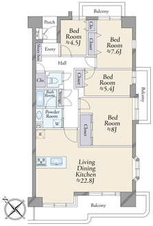 多摩川ハイム　３号棟の間取図