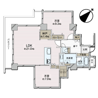 キングマンション堂島川の間取図