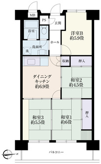 靭パークサイドコーポの間取図