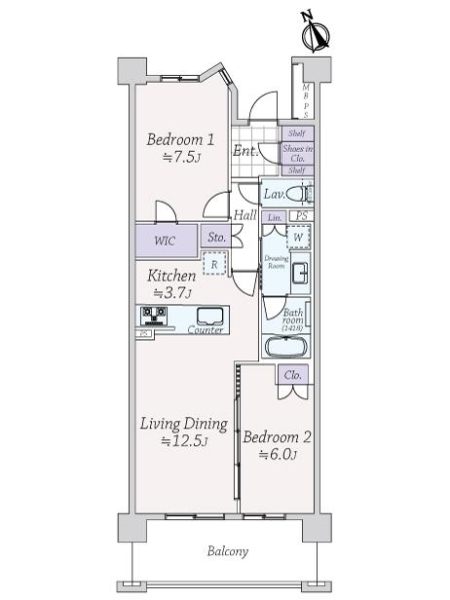 ライオンズ芦屋グランフォートの間取図