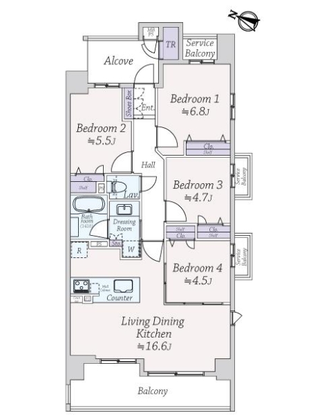 ワコーレ甲東園ザ・シーズンズの間取図