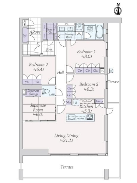 エアフォレスト一番町フォレストテラスの間取図