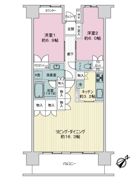 ガーデナヴィルマグノリア市川妙典の間取図