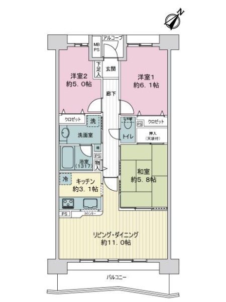 ライオンズマンション千葉グランドタワーの間取図
