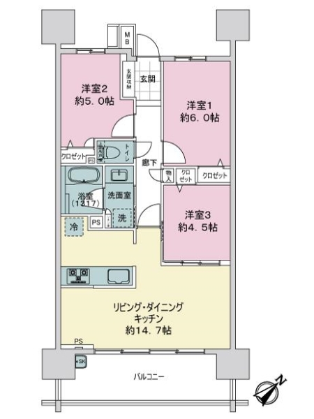 ライオンズ広島リバーゲートの間取図
