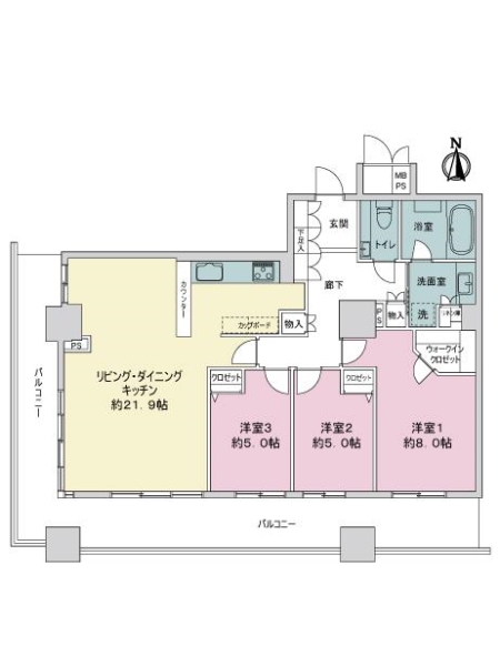 ライオンズタワー神戸旧居留地の間取図