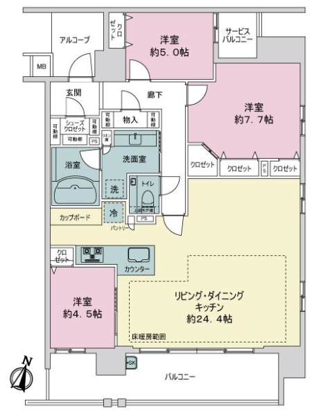 プレサンスロジェ薬院二丁目の間取図