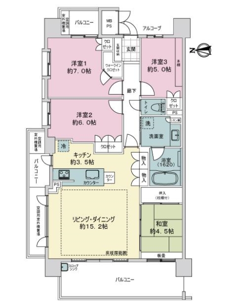 ヴィラス星ヶ丘の森の間取図