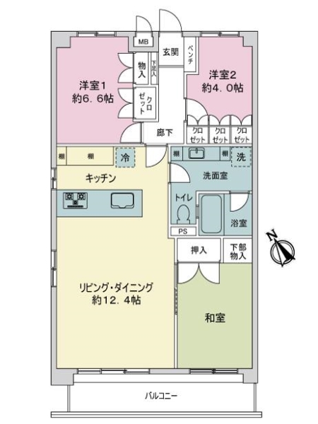 パーク・ハイム三鷹台B棟の間取図