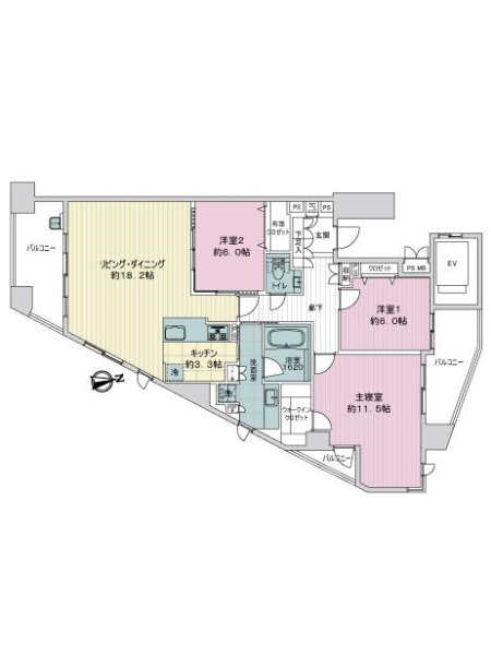 ライオンズマンション大濠パークサイドの間取図