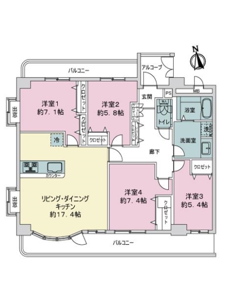 ライオンズマンション徳川の間取図