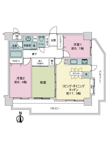 ライオンズマンション新小岩第８の間取図