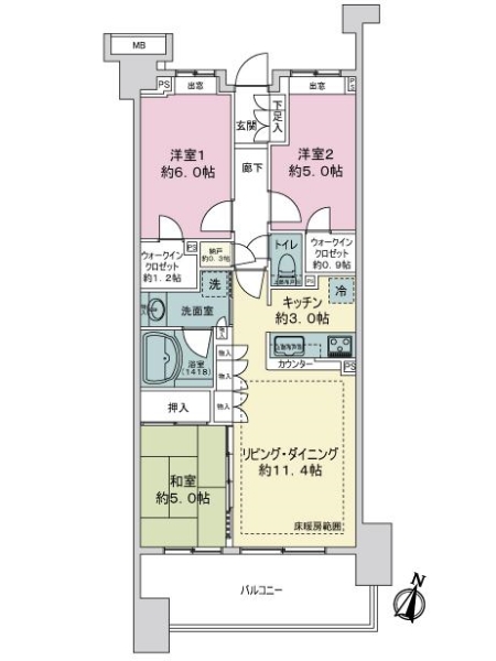 クレストフォルム横浜片倉町の間取図
