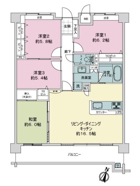 ビアンカ井口　レリッシュの間取図