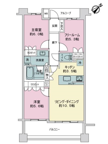 レクセル亀有リバーサイドの間取図