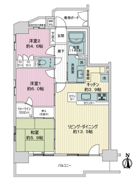 ライオンズグローベル五反野ラトーリアの間取図
