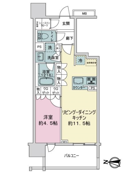 オープンレジデンシアＴＨＥ　ＭＩＤ　ＭＡＲＫの間取図