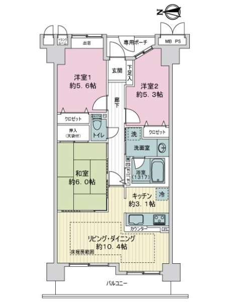 ライオンズマンション四条大宮ガーデンシティの間取図