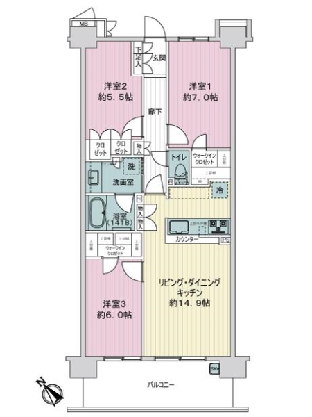 ウィザースレジデンス八千代中央ウィルの間取図