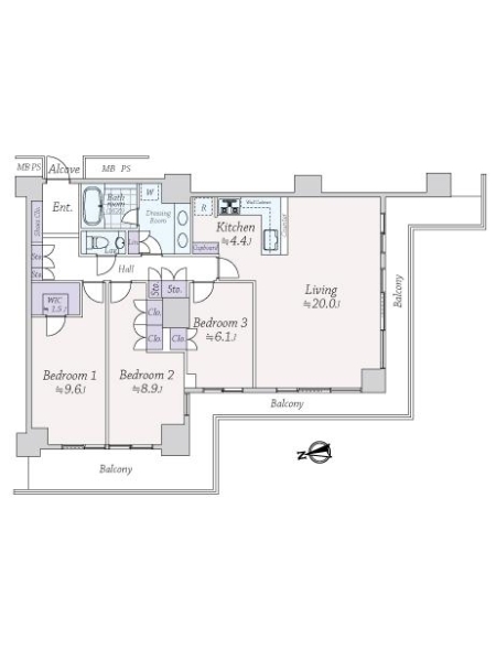Ｗコンフォートタワーズウエストの間取図