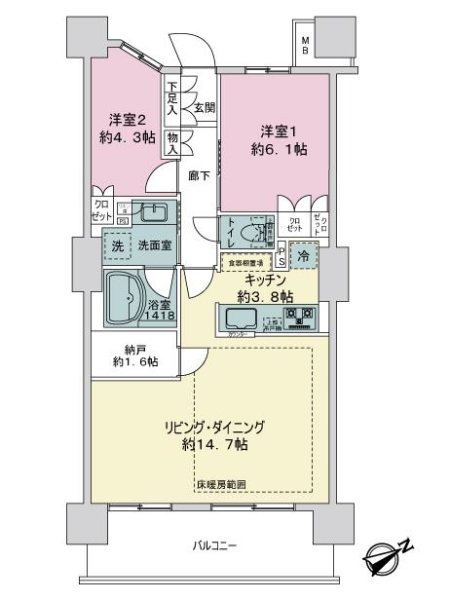 パークタワー王子リバーグレイスの間取図