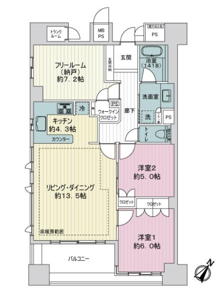 ライオンズマンションみなと元町の間取図