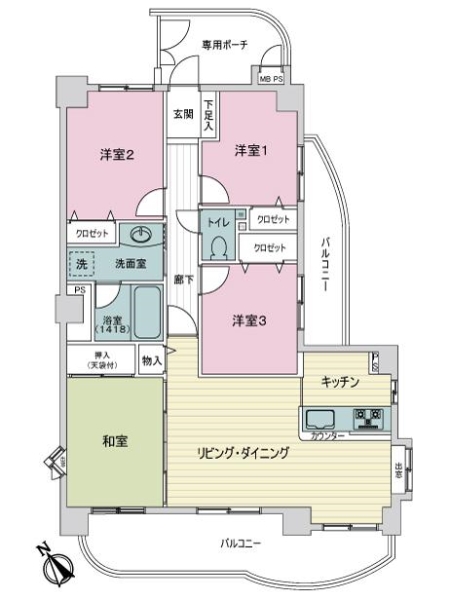 ライオンズマンション瀬古第二の間取図