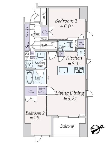 インプレスト東京八丁堀ル・サンクの間取図