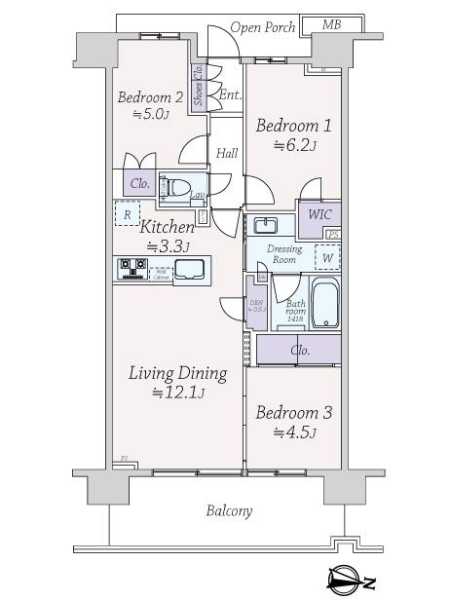 プラウド世田谷千歳台の間取図