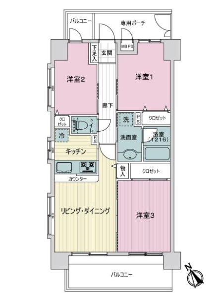 ライオンズマンション横浜星川の間取図
