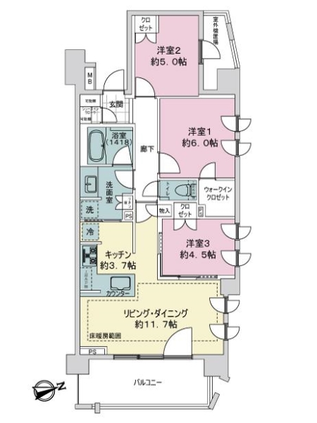 ライオンズ横濱仲町台ヴィアーレの間取図