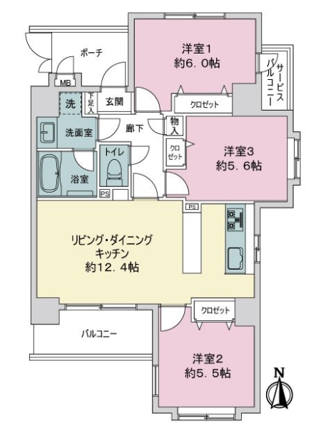 ベルジュール大山金井町の間取図