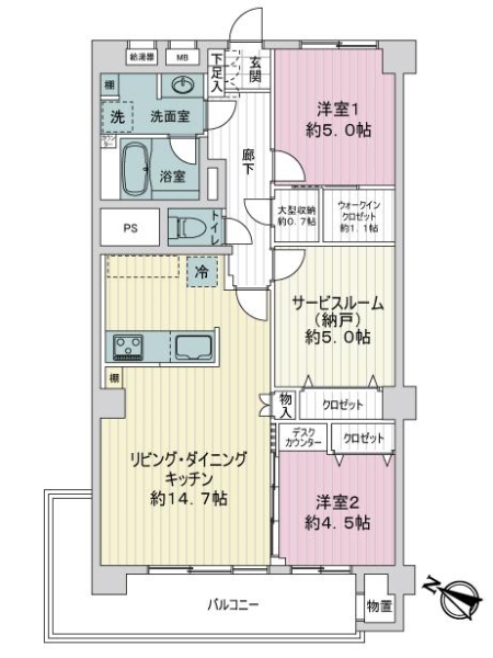 三鷹ナシヨナルコート１号棟の間取図