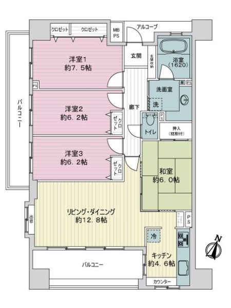 グリーンプラテア習志野台壱番館の間取図