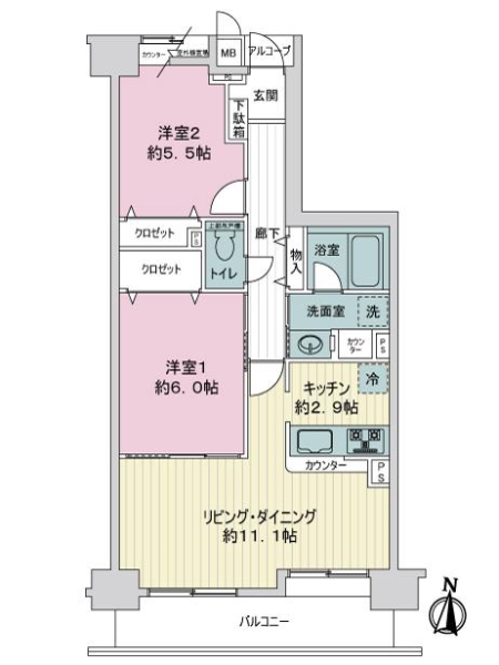 ローレルコート六甲篠原の間取図