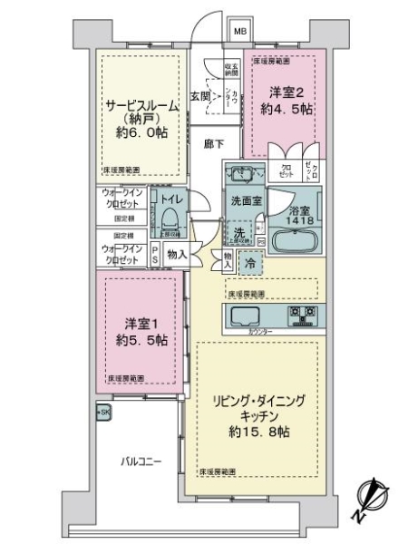 イニシア港北ニュータウンの間取図