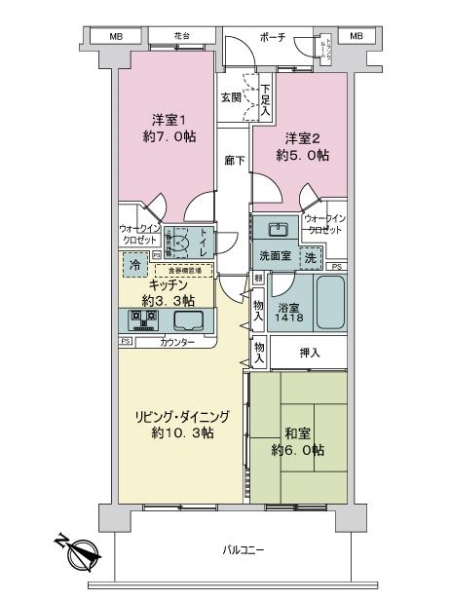 プライム市川妙典の間取図