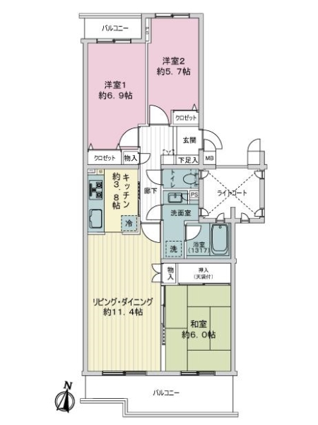 ファミールシティ武蔵関２番館の間取図